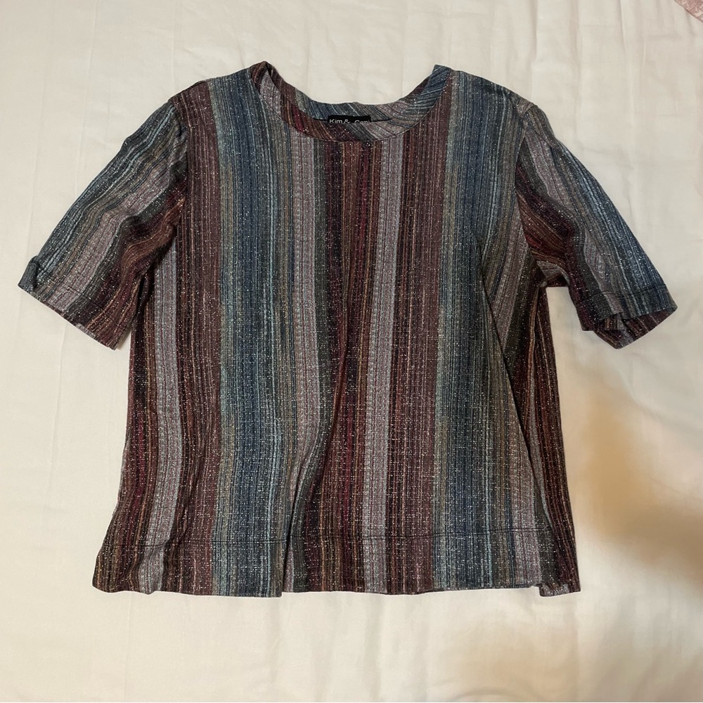 Metallic tinsel striped Kim & Cami top